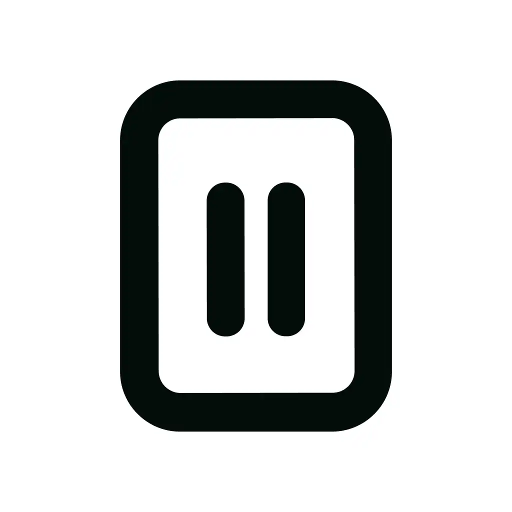 Minimalist Outline Rounded Rectangle Pause Button UI Element Icon