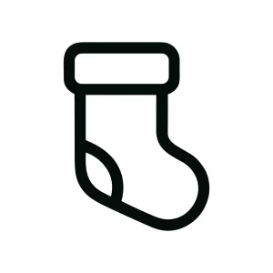Minimalist Outline Stocking Icon, Festive Decoration, Christmas Celebration and New Year Element