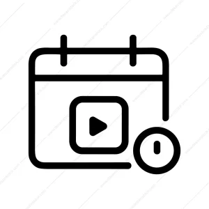 Outline Simple Calendar with Video Play Symbol Icon