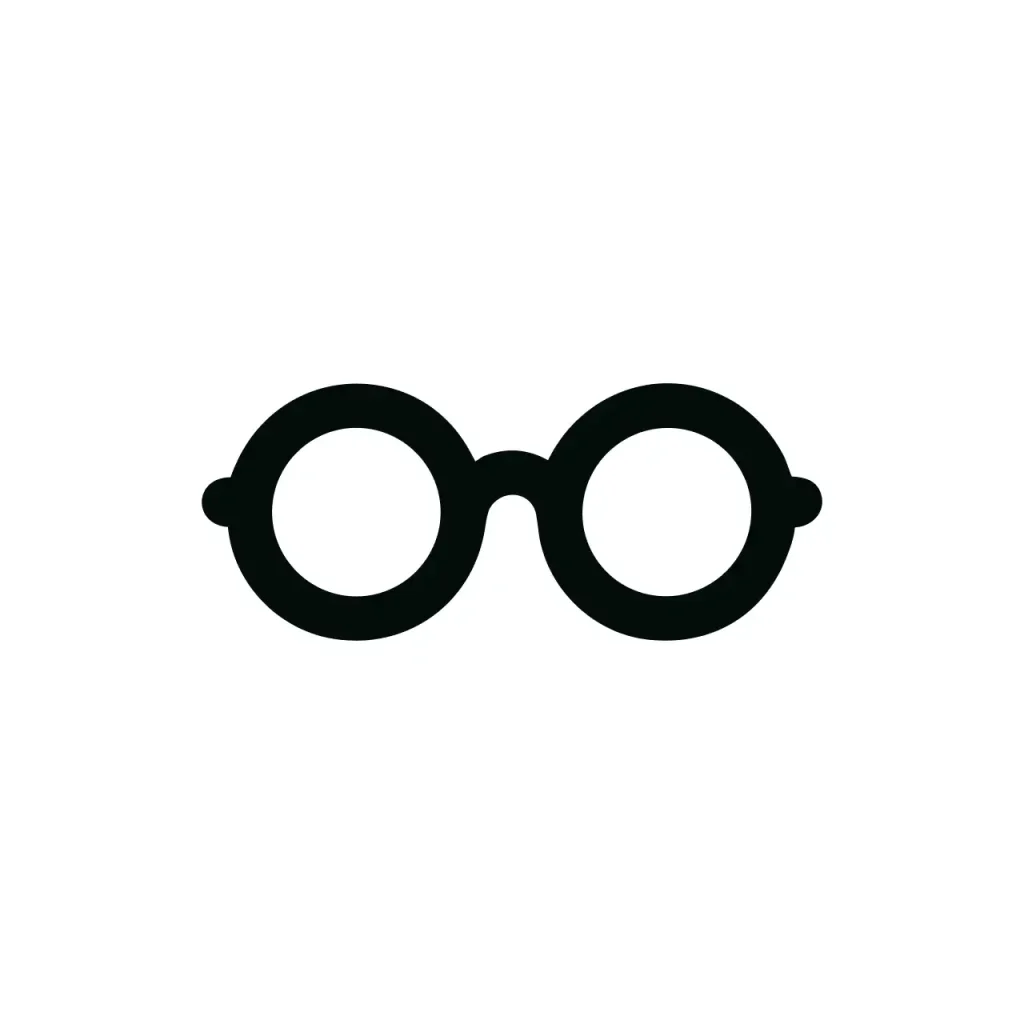 Minimalist Bold Line Round Eyeglasses Spectacles Simple Silhouette Icon