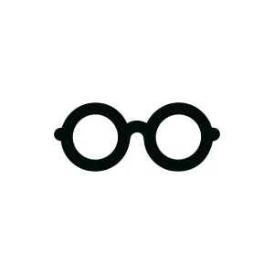 Minimalist Bold Line Round Eyeglasses Spectacles Simple Silhouette Icon