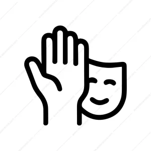 Line Drawing Hand and Mask Creative Performance Icon
