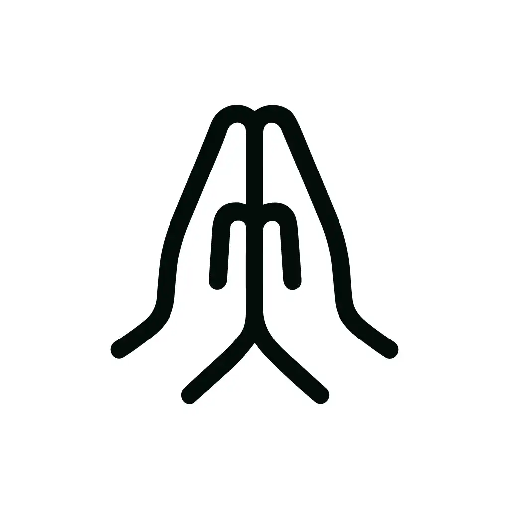 Simple Outline Praying Hands Gesture Minimalist Icon