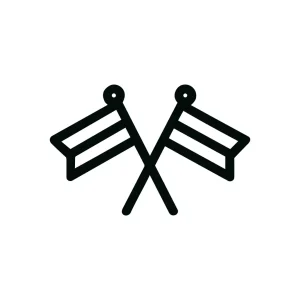 Simple Line Style Crossed Flags Icon Symbol
