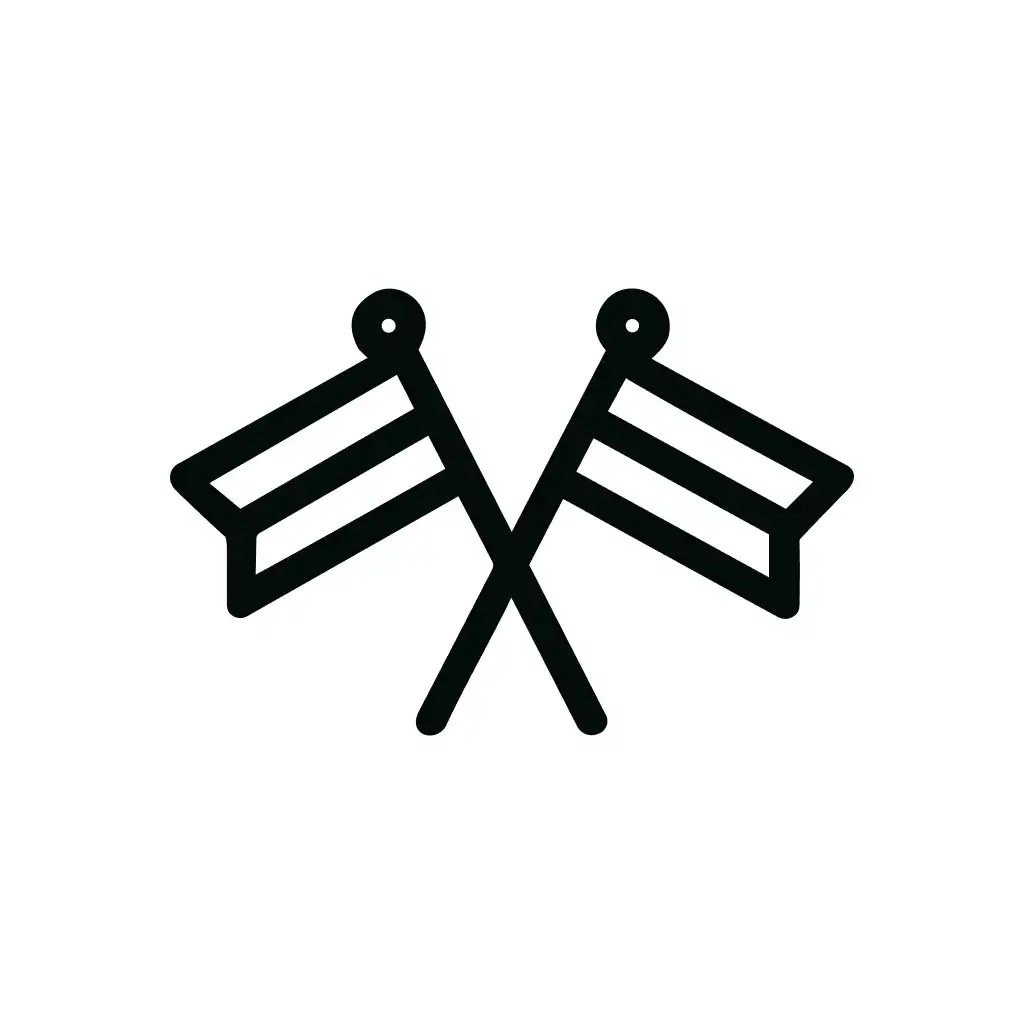 Simple Line Style Crossed Flags Icon Symbol