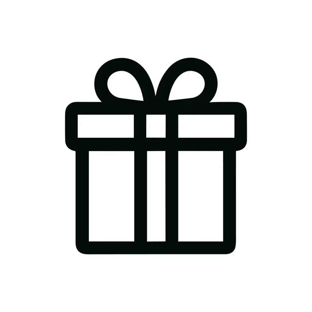 Simple Outline Gift Box with Ribbon Present Icon Design Element