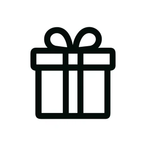 Simple Outline Gift Box with Ribbon Present Icon Design Element