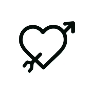 Simple Line Heart with Arrow Icon for Valentine's Day Design