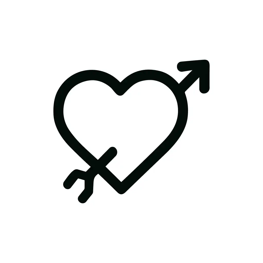Simple Line Heart with Arrow Icon for Valentine’s Day Design