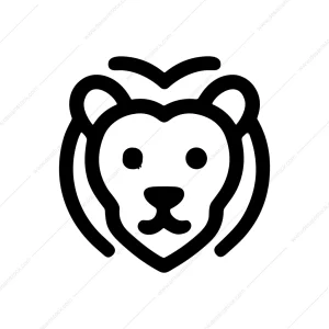 Minimalist Outline Lion Head Animal Face Graphic Icon