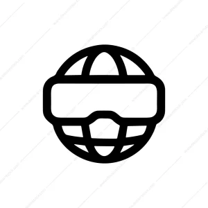 Outline Futuristic Virtual Reality World Connection Simple Icon