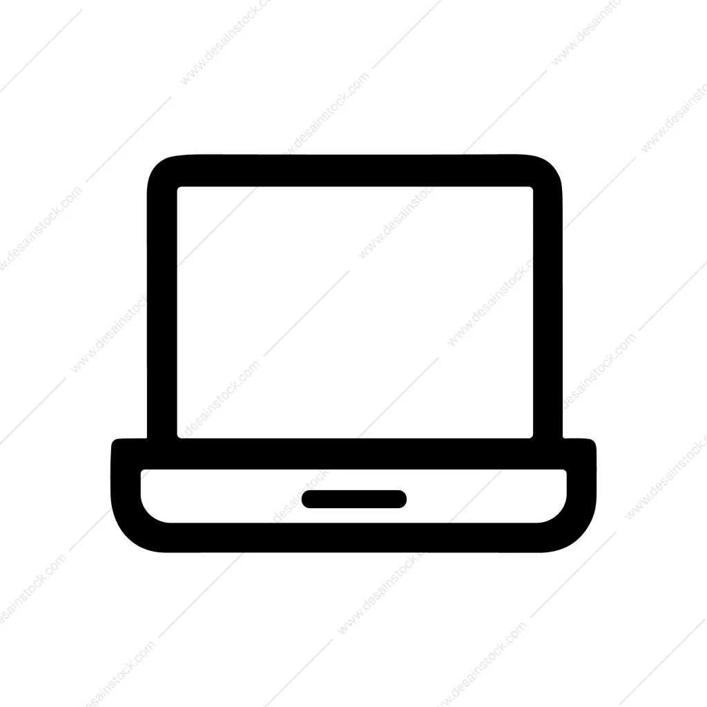 Rounded Outline Portable Electronic Laptop Device Illustration