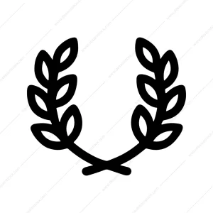Simple Line Olive Branch Wreath Decorative Element Graphic