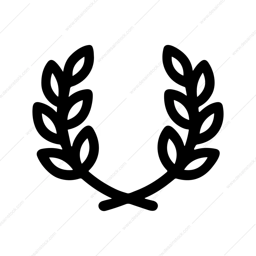 Simple Line Olive Branch Wreath Decorative Element Graphic
