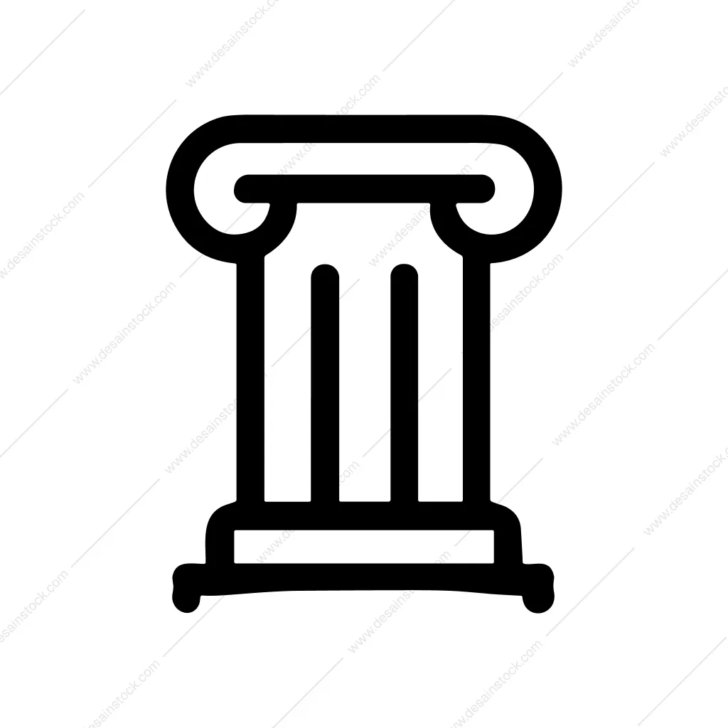 Minimalist Line Art Column Architecture Landmark Icon Symbol