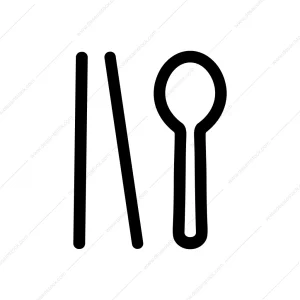 Minimalist Line Art Chopsticks and Spoon Utensil Icon