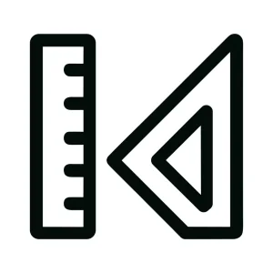 Outline Simple Ruler and Triangle Measuring Tool Icon