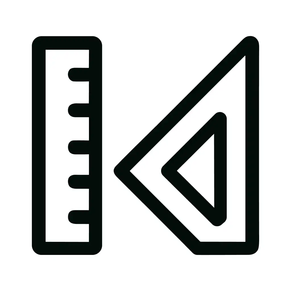 Outline Simple Ruler and Triangle Measuring Tool Icon