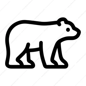 Simple Lineart Walking Bear Shape Graphic Animal Icon