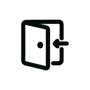 Minimalist Outline Open Door with Arrow Entry Way Sign Icon