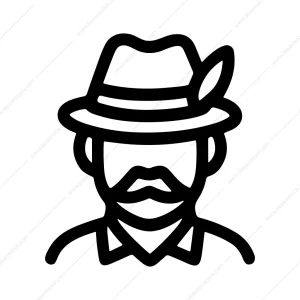 Simple Outline Bavarian Man Fedora Hat Icon