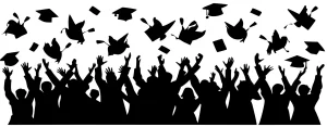 Silhouette Cheerful Graduation Ceremony Students Celebrate Academic Success
