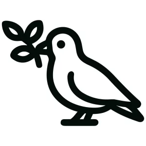Outline Symbolic Dove with Olive Branch Line Icon