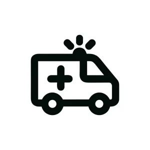 Simple Outline Ambulance Emergency Vehicle Transportation Icon Graphic