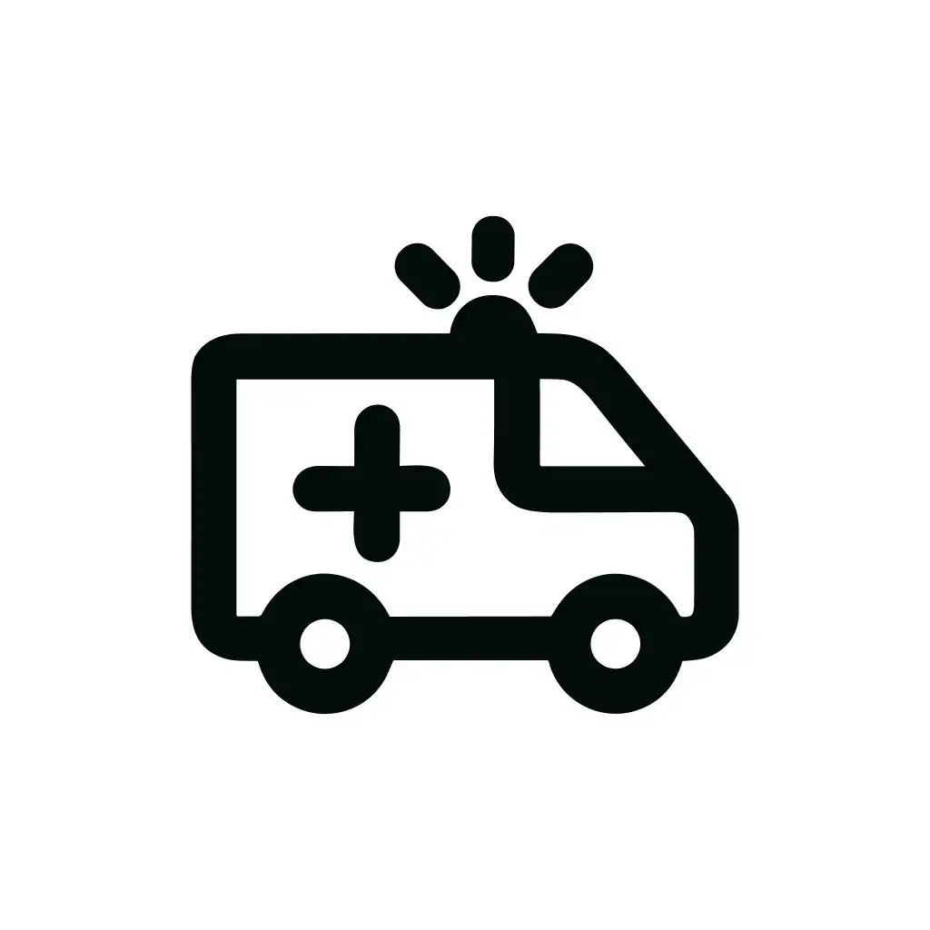 Simple Outline Ambulance Emergency Vehicle Transportation Icon Graphic