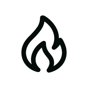Simple Outline Bold Fire Flame Shape Graphic Line Icon