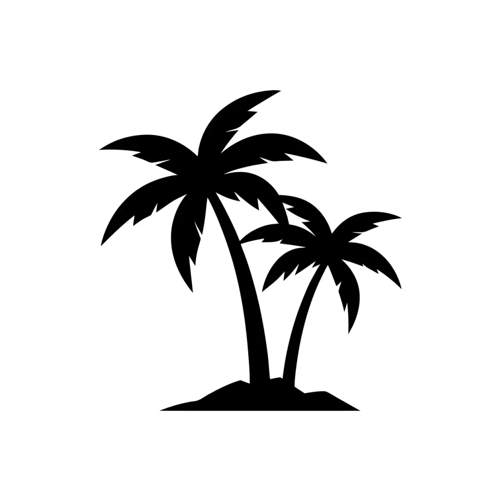 Minimalist Silhouette Palm Tree Island Tropical Vacation