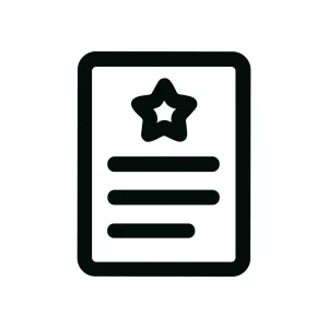 Simple Outlined Certificate with Star and Text Line Icon Illustration