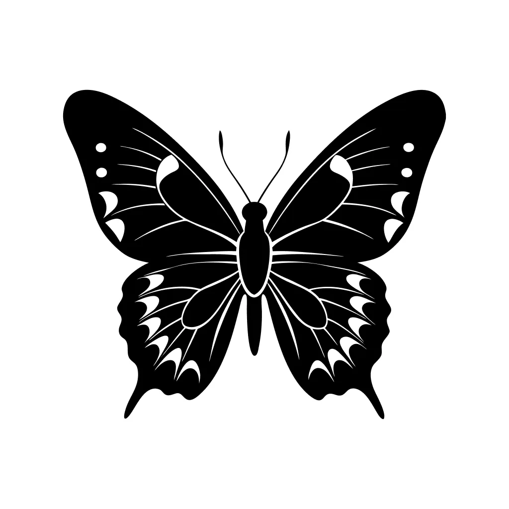 Simple Silhouette Butterfly Insect Isolated on White Background Elegant Design