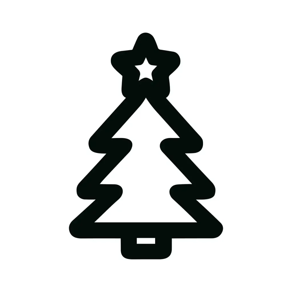 Minimalist Outline Christmas Tree with Star Festive Holiday Season Icon