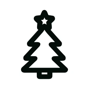 Minimalist Outline Christmas Tree with Star Festive Holiday Season Icon