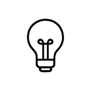 Simple Outline Lightbulb Idea Generation Symbol Design Line Art Icon