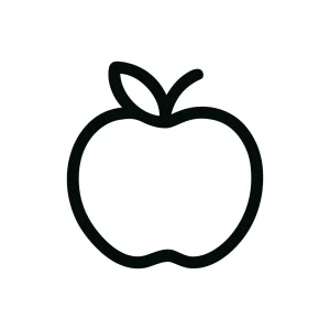 Simple Outline Apple with Leaf Shape Icon Symbol