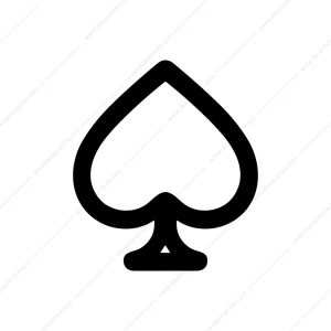 Minimalist Outline Spade Suit Playing Card Icon