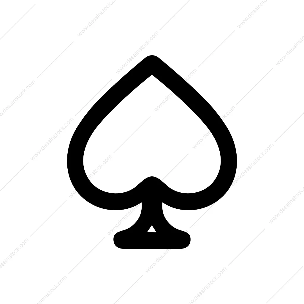 Minimalist Outline Spade Suit Playing Card Icon