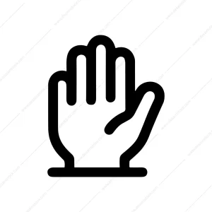 Minimalist Outline Hand Stop Gesture Palm Symbol Icon