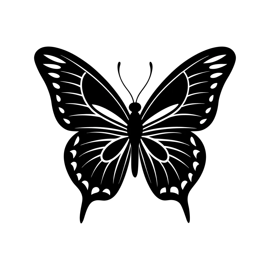 Elegant Silhouette Butterfly Graphic Illustration Detailed Insect Nature Art