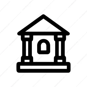 Minimalist Outline Building Icon Government Bank Symbol