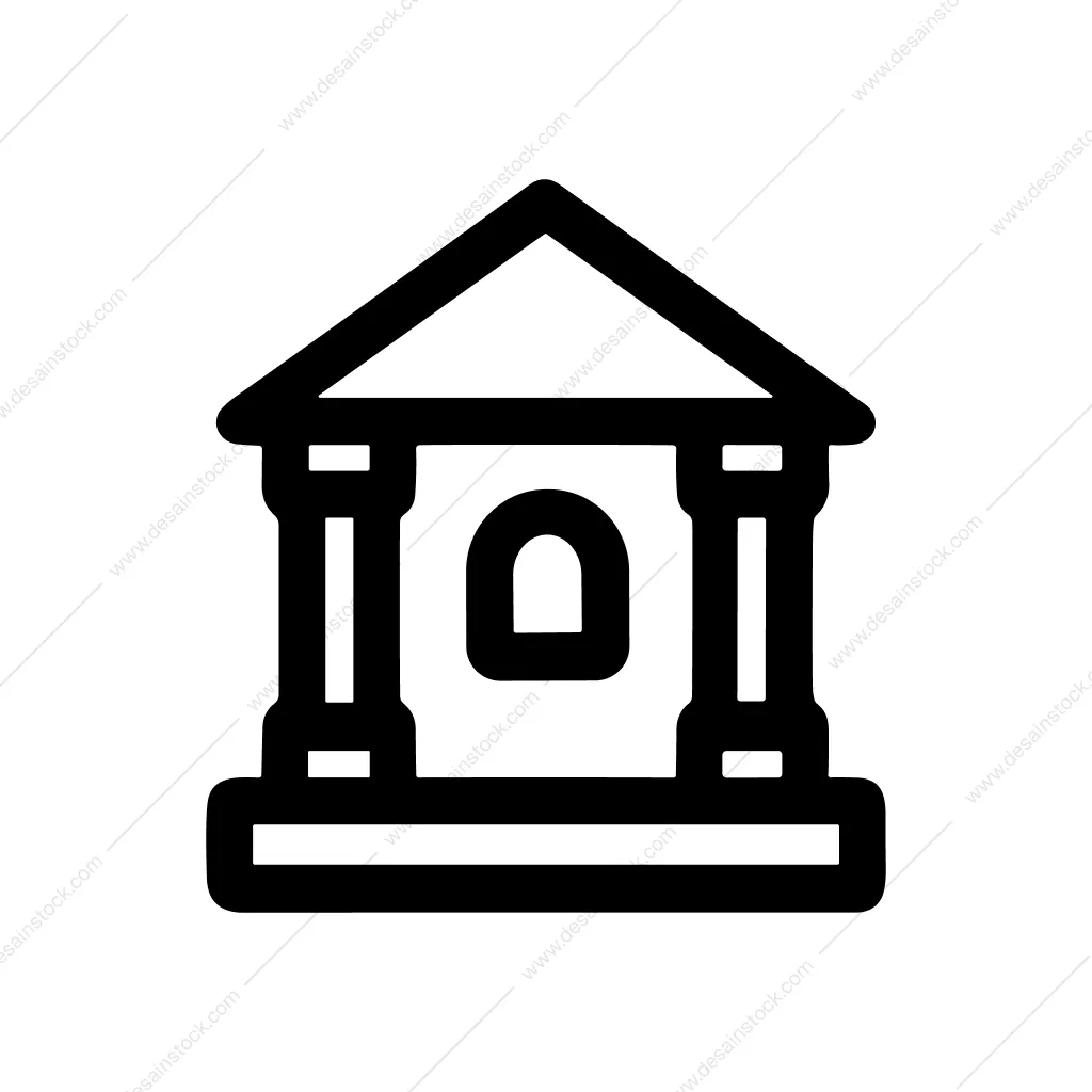 Minimalist Outline Building Icon Government Bank Symbol