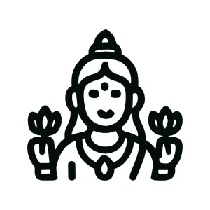 Minimalist Outline Goddess Lakshmi Religious Icon Illustration