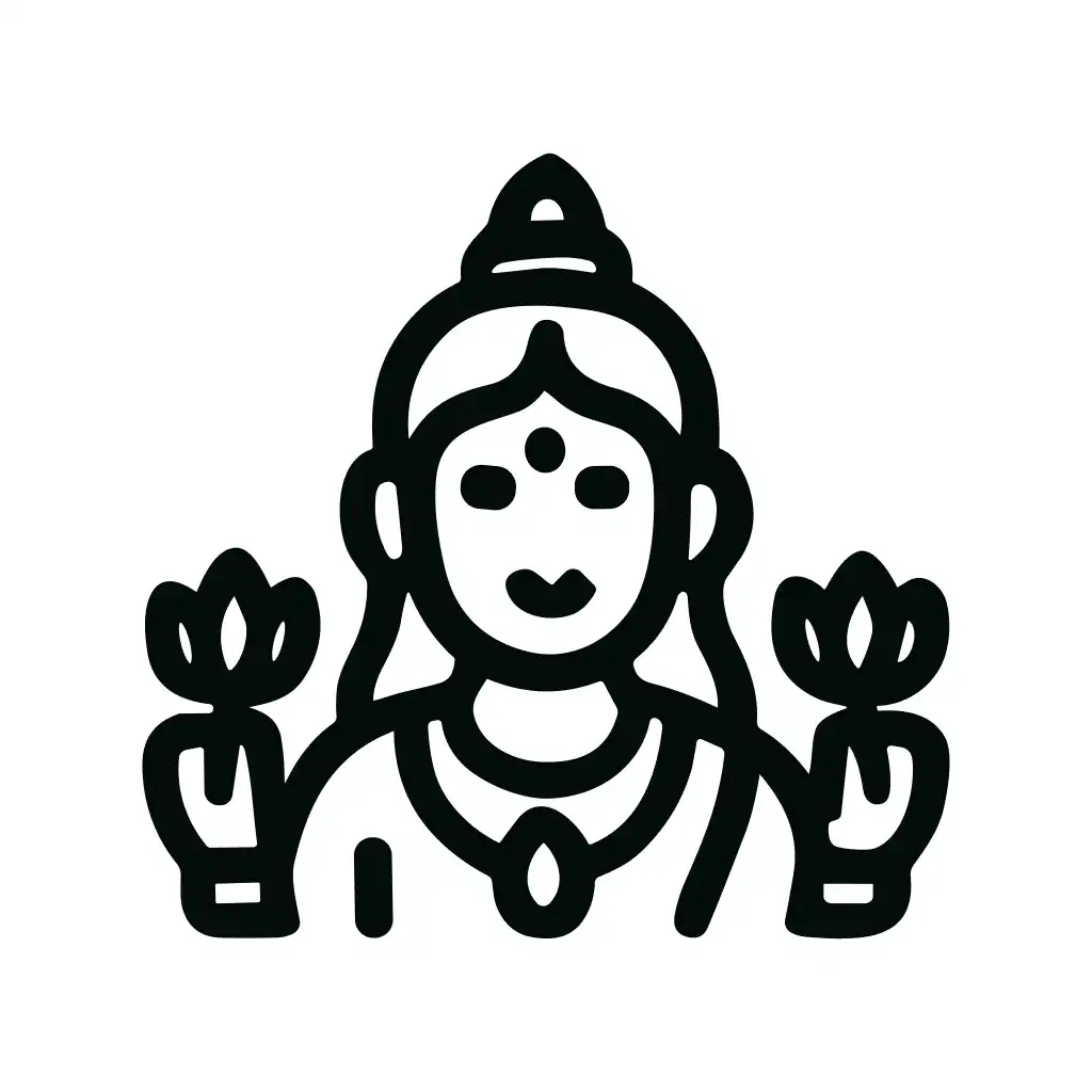 Minimalist Outline Goddess Lakshmi Religious Icon Illustration