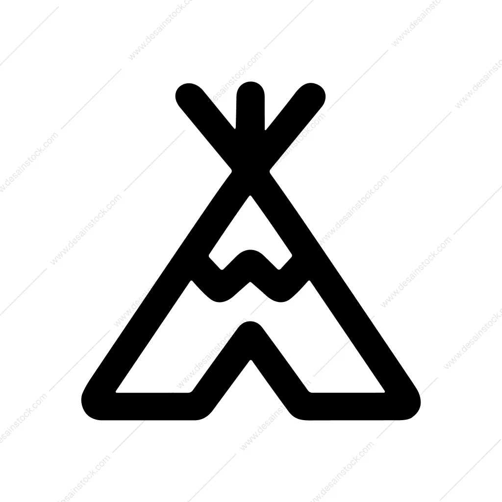 Minimalist Outline Teepee Tent Shelter Simple Line Icon