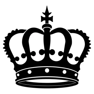 Simple Black and White Crown Symbol Sign Illustration