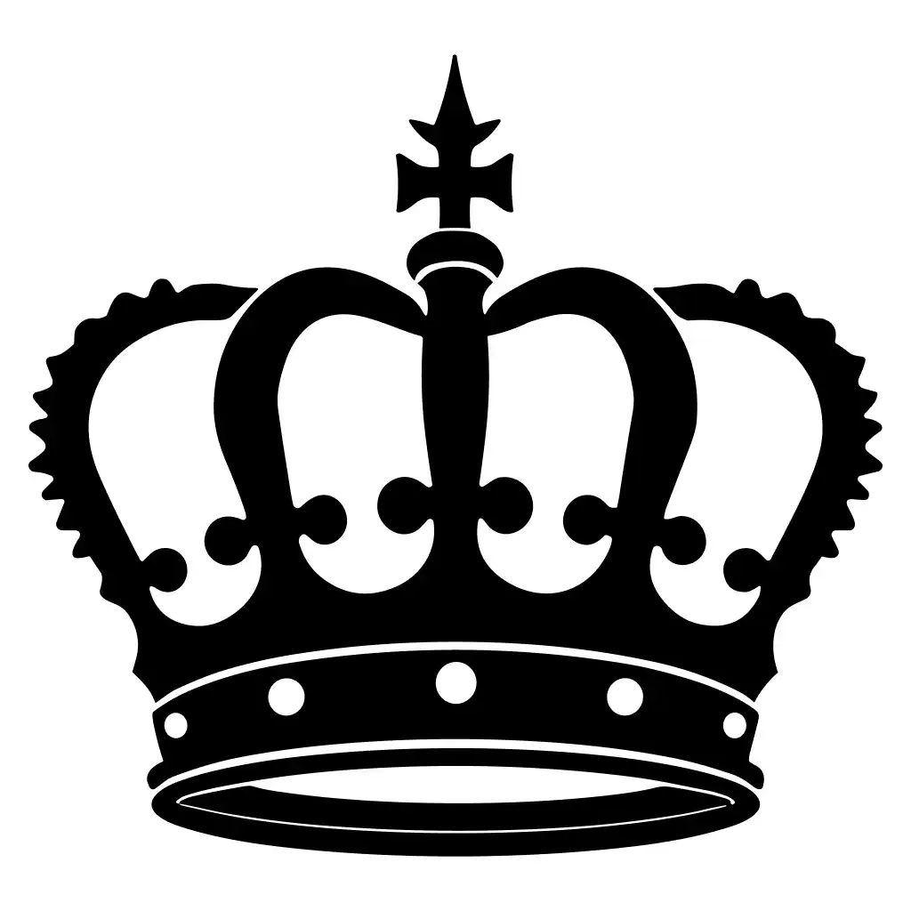 Simple Black and White Crown Symbol Sign Illustration