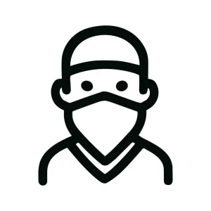 Minimalist Outline Style Surgical Staff Wearing Mask Line Icon Symbol