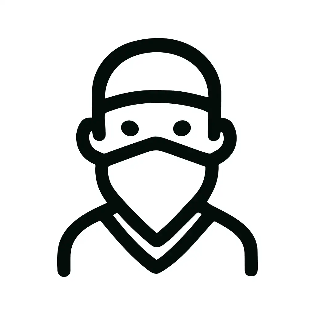 Minimalist Outline Style Surgical Staff Wearing Mask Line Icon Symbol